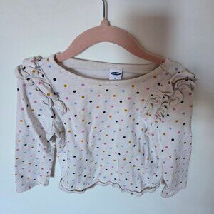 Old Navy Toddler Girls Confetti Dot Ruffle Top - Size 2T - Cream Multicolour